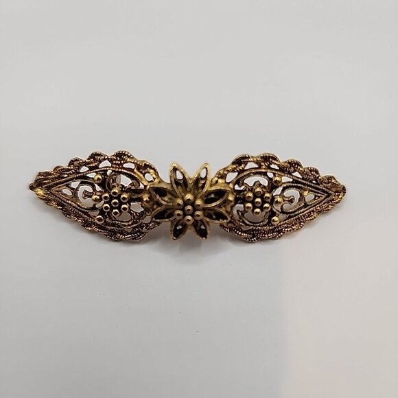 Vintage 50s Goldtone Art Deco Style Oval Shape Pin Brooch - Picture 1 of 3